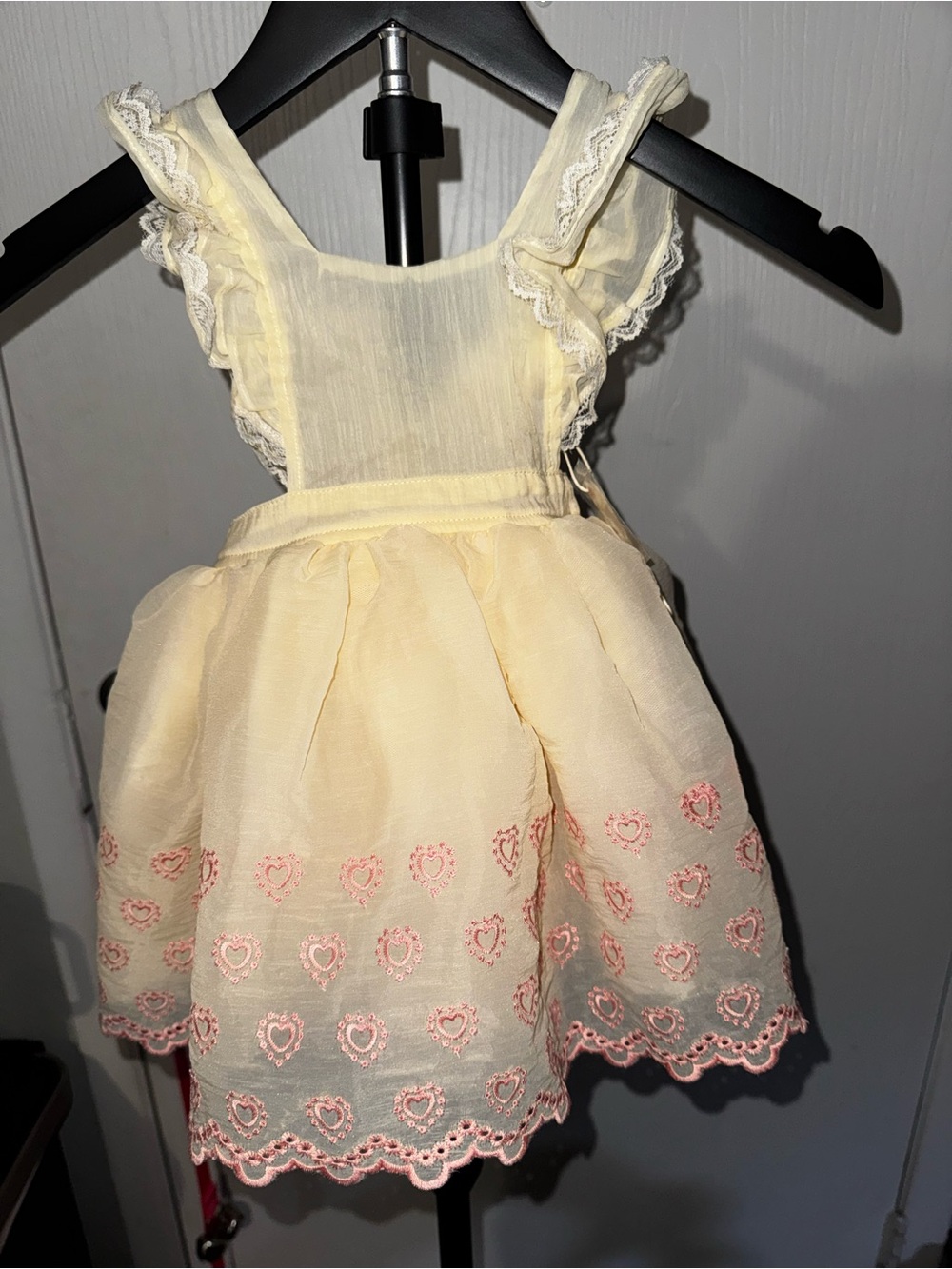 Noralee Girls Heart Embroidered Provence Dress Yellow With Bow Size 2Y